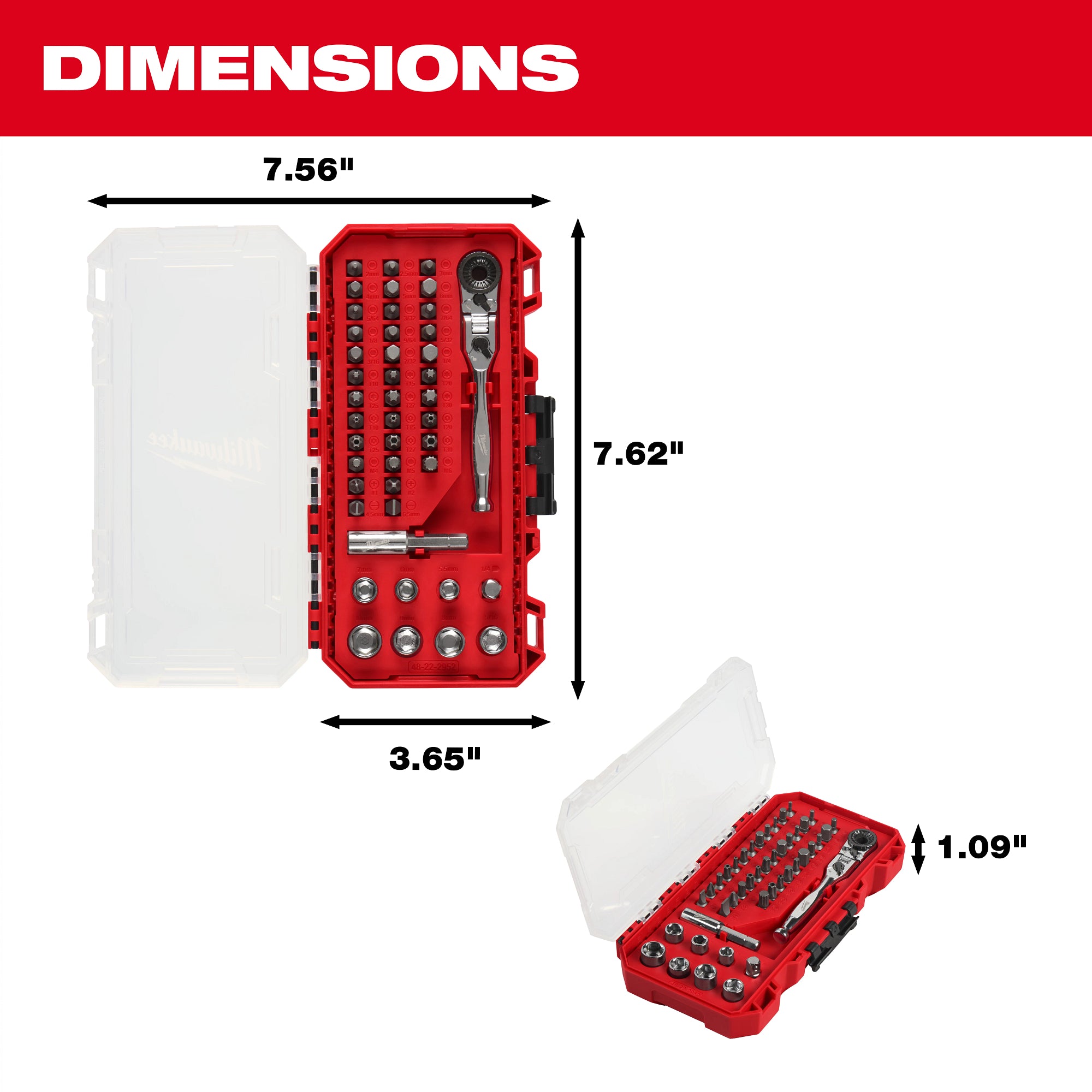 44pc. 1/4” Hex Drive Mini Flex Head Ratchet & Bit Set