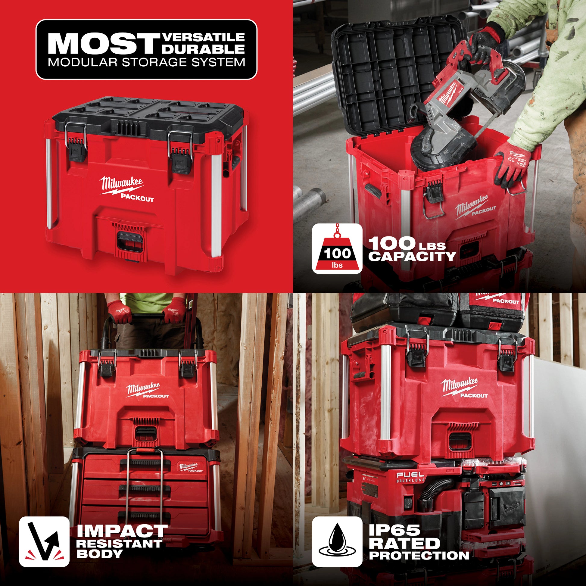 Milwaukee 48-22-8423 PACKOUT XL Tool Box - Angle View