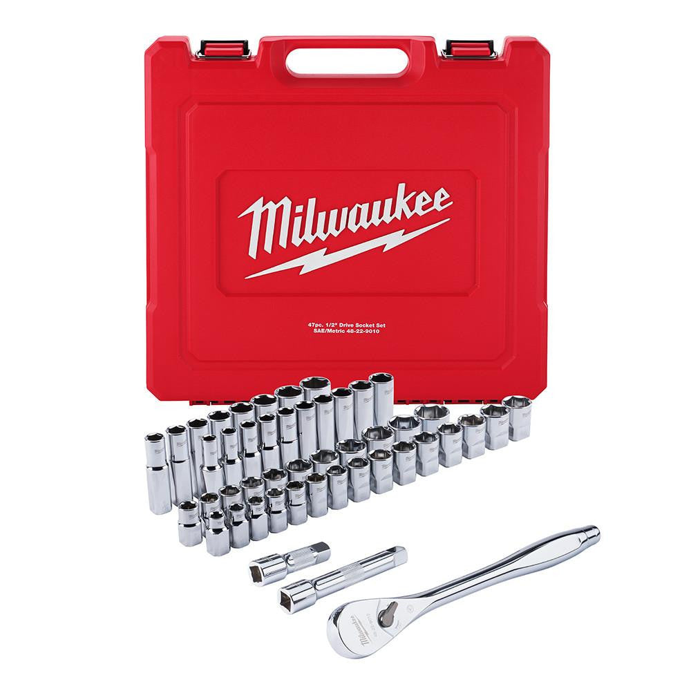 Milwaukee 48-22-9010 - Milwaukee 48-22-9010 47pc 1/2" Drive Metric & SAE Ratchet and Socket Set (View 1)