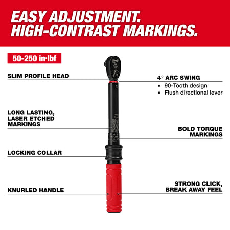 Milwaukee 48-22-9201 3/8" Drive Click Torque Wrench Full Profile