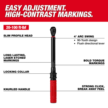 Milwaukee 3/8" Drive Torque Wrench Full Profile
