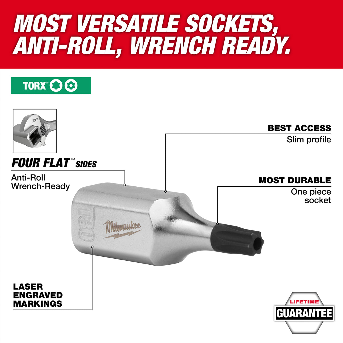 67pc 1/4”, 3/8”, and 1/2” Drive TORX® Bit Socket Set with PACKOUT™ ​Low-Profile Organizer