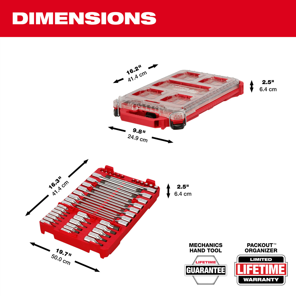 46pc 1/4” and 3/8” Drive SAE Bit Socket Set with PACKOUT™ Compact Low-Profile Organizer