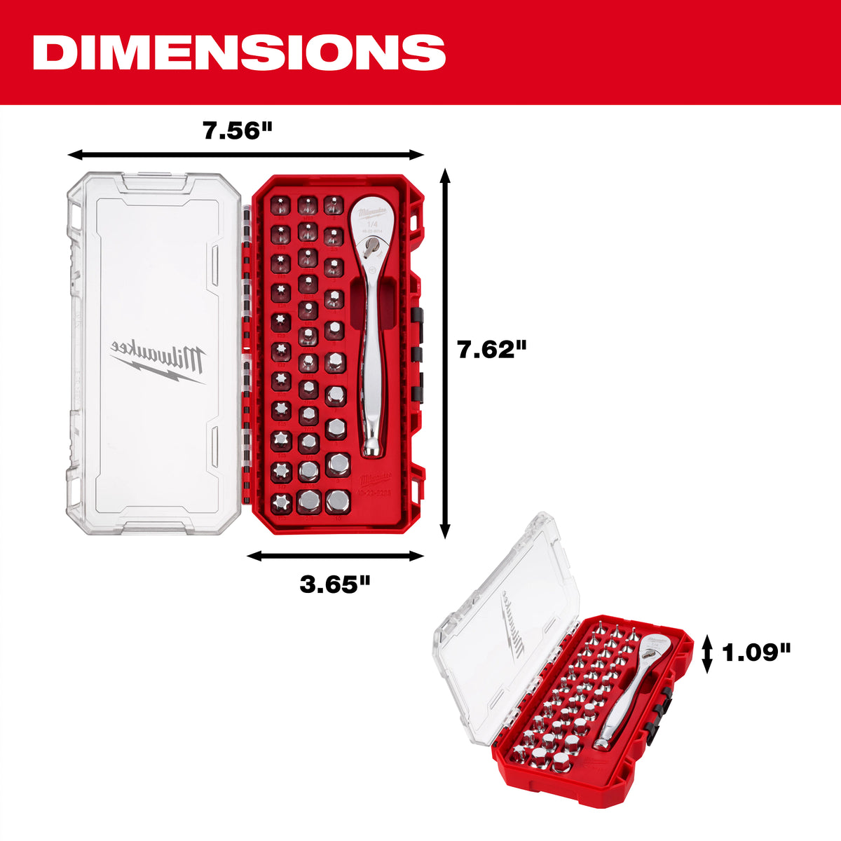 34pc 1/4” Drive Ratchet & Low-Profile Bit Socket Set
