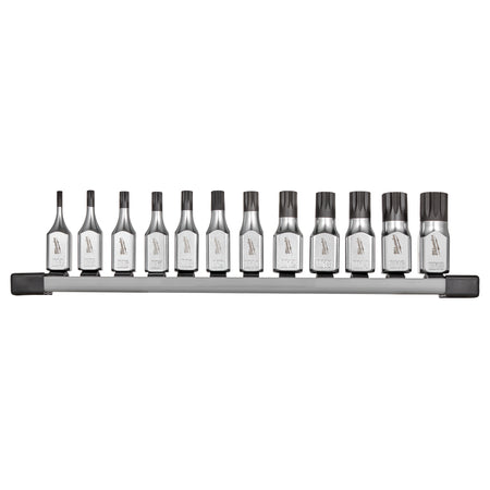 Milwaukee 48-22-9536 12-Piece 3/8" Drive Triple Square Bit Socket Set on storage rail