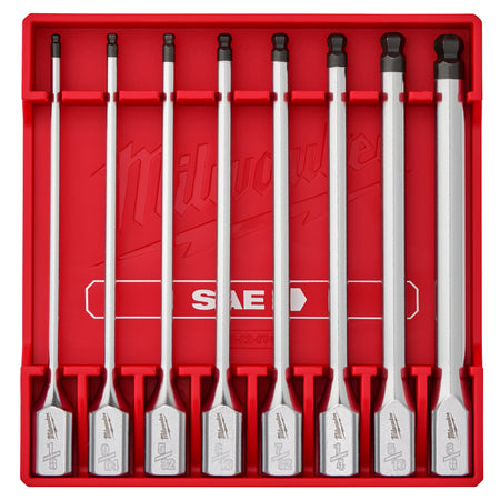 Milwaukee 48-22-9549 8pc 3/8" Drive Long Ball End Hex Bit Socket Set - SAE Main View