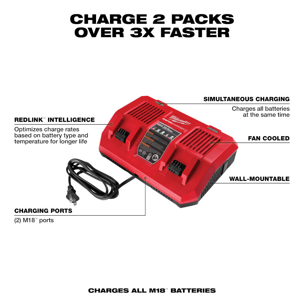 Milwaukee 48-59-1802 - Chargeur rapide simultané à deux baies M18™