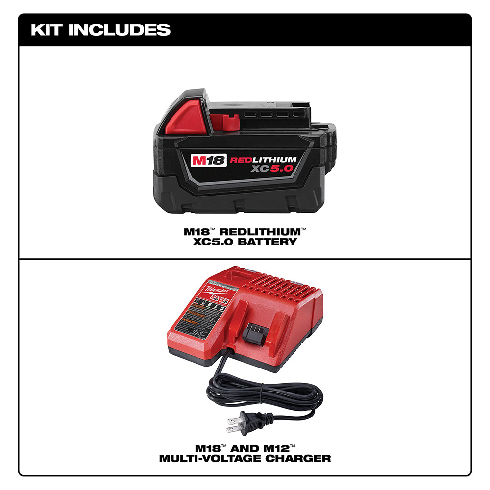 Milwaukee 48-59-1850 - Kit de démarrage avec batterie et chargeur M18™ REDLITHIUM™ XC 5,0 Ah