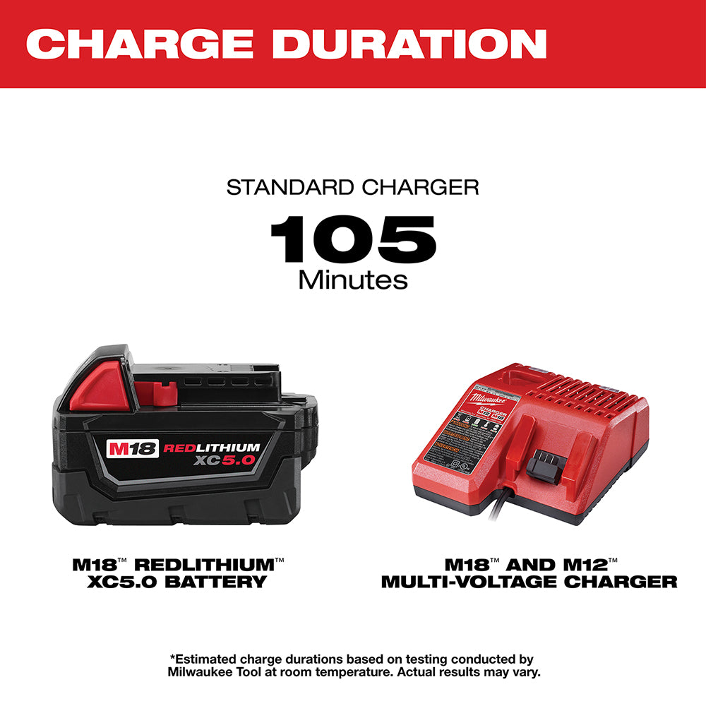 Milwaukee 48-59-1850 - Kit de démarrage avec batterie et chargeur M18™ REDLITHIUM™ XC 5,0 Ah