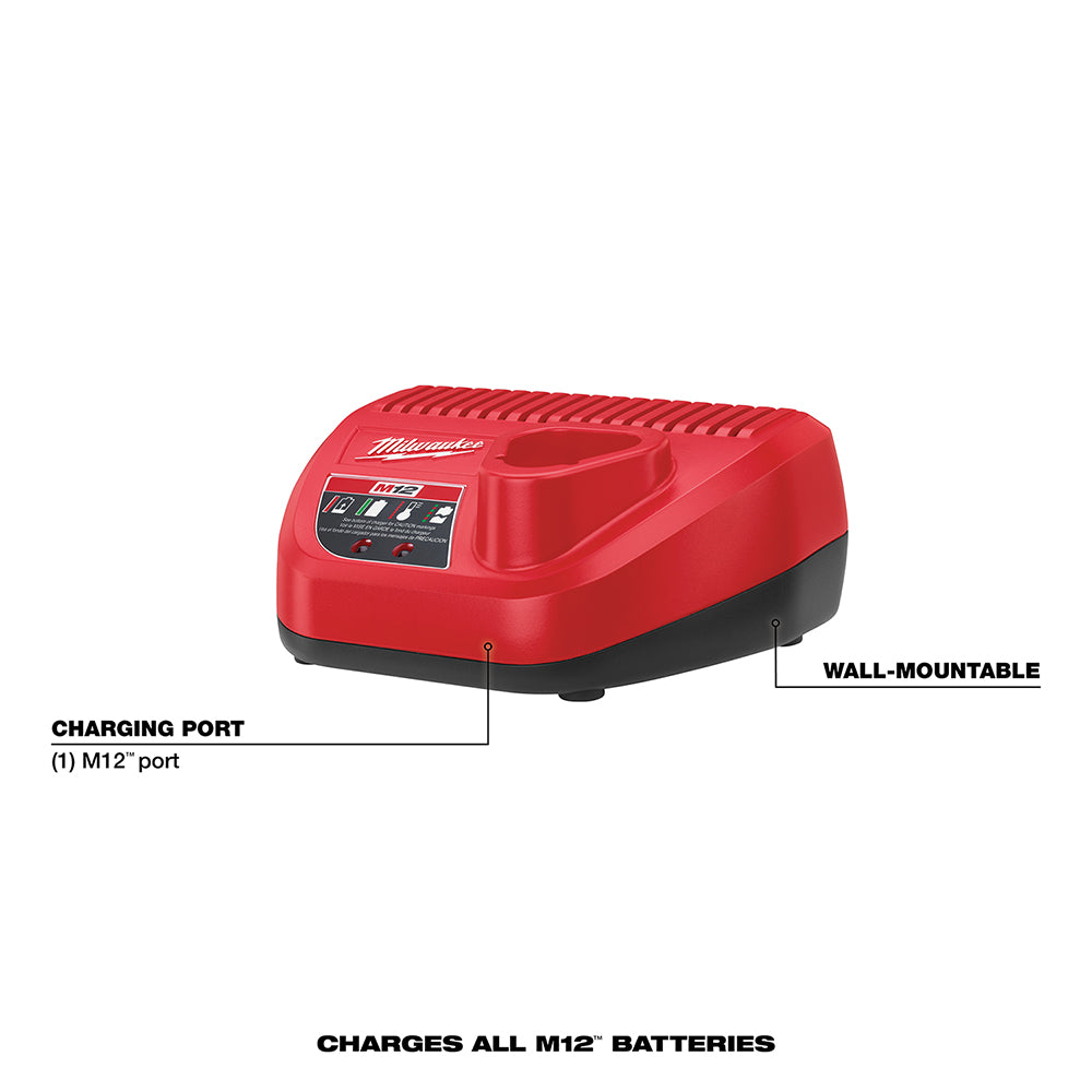 Milwaukee 48-59-2420 - Kit de démarrage avec batterie et chargeur M12™ REDLITHIUM™ 2,0 Ah