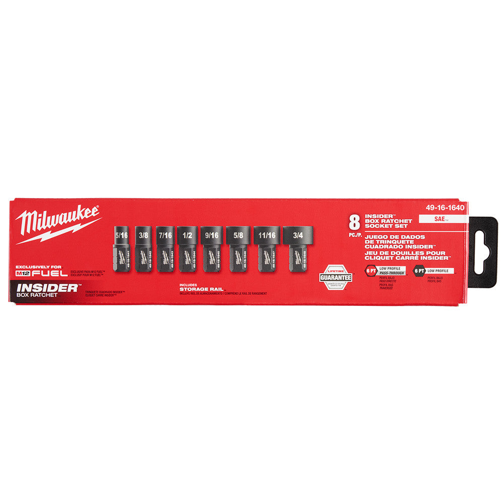 Milwaukee 49-16-1640 - Milwaukee 49-16-1640 M12 FUEL INSIDER Box Ratchet Socket SAE Set - 8 Piece (View 3)