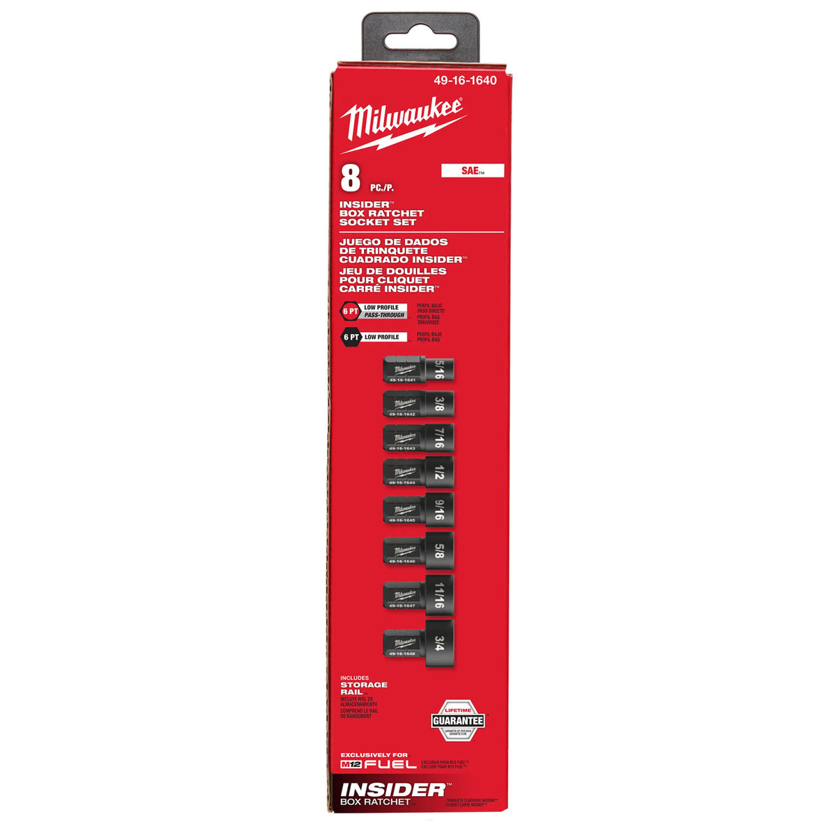 Milwaukee 49-16-1640 - Milwaukee 49-16-1640 M12 FUEL INSIDER Box Ratchet Socket SAE Set - 8 Piece (View 2)