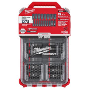 Milwaukee 49-66-6801 SHOCKWAVE Impact Duty 3/8" Drive Metric Deep Well PACKOUT Socket Set (19-Piece)