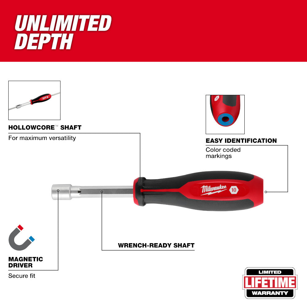 Milwaukee 48-22-2548 - 7pc Metric HollowCore™ Magnetic Nut Driver Set