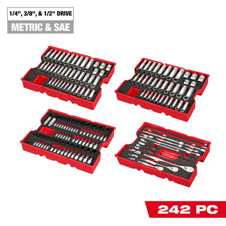 MILWAUKEE 48-22-9490 242pc MM SAE Socket Set w/Foam