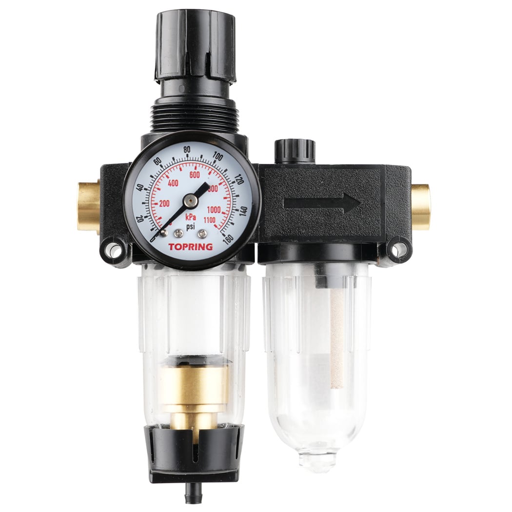TOPRING 50.621A - 5 Micron Filter Regulator 15 to 125 PSI and Lubricator 1/4 (F) NPT S50 MODULAIR 200