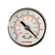 TOPRING 55.090 - 1-1/2 In. Steel Dry Gauge 30 Hg VAC