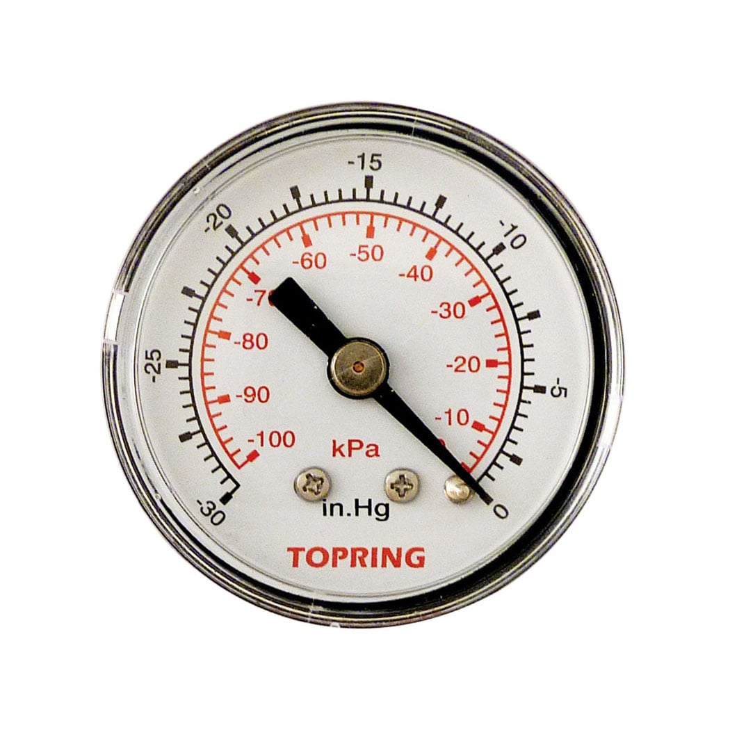 TOPRING 55.385 - 2 In. Steel Dry Gauge 30 Hg VAC