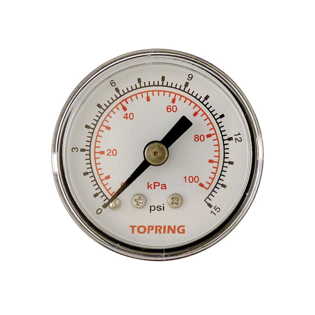 TOPRING 55.095 - 1-1/2 In. Steel Dry Gauge 0 to 15 PSI