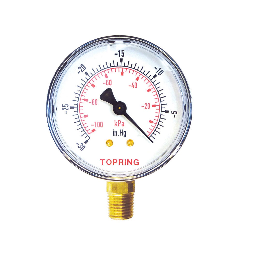 TOPRING 55.190 - 2 In. Steel Dry Gauge 30 Hg VAC