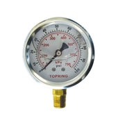 TOPRING 55.623 - 2-1/2 In. Stainless Steel Liquid Filled Pressure Gauge With Glycerin 0 to 100 PSI