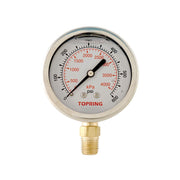 TOPRING 55.643 - 2-1/2 In. Stainless Steel Liquid Filled Pressure Gauge With Glycerin 0 to 600 PSI