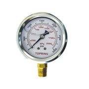 TOPRING 55.663 - 2-1/2 In. Stainless Steel Liquid Filled Pressure Gauge With Glycerin 0 to 3000 PSI
