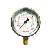 TOPRING 55.688 - 2-1/2 In. Stainless Steel Liquid Filled Pressure Gauge With Glycerin 0 to 10000 PSI