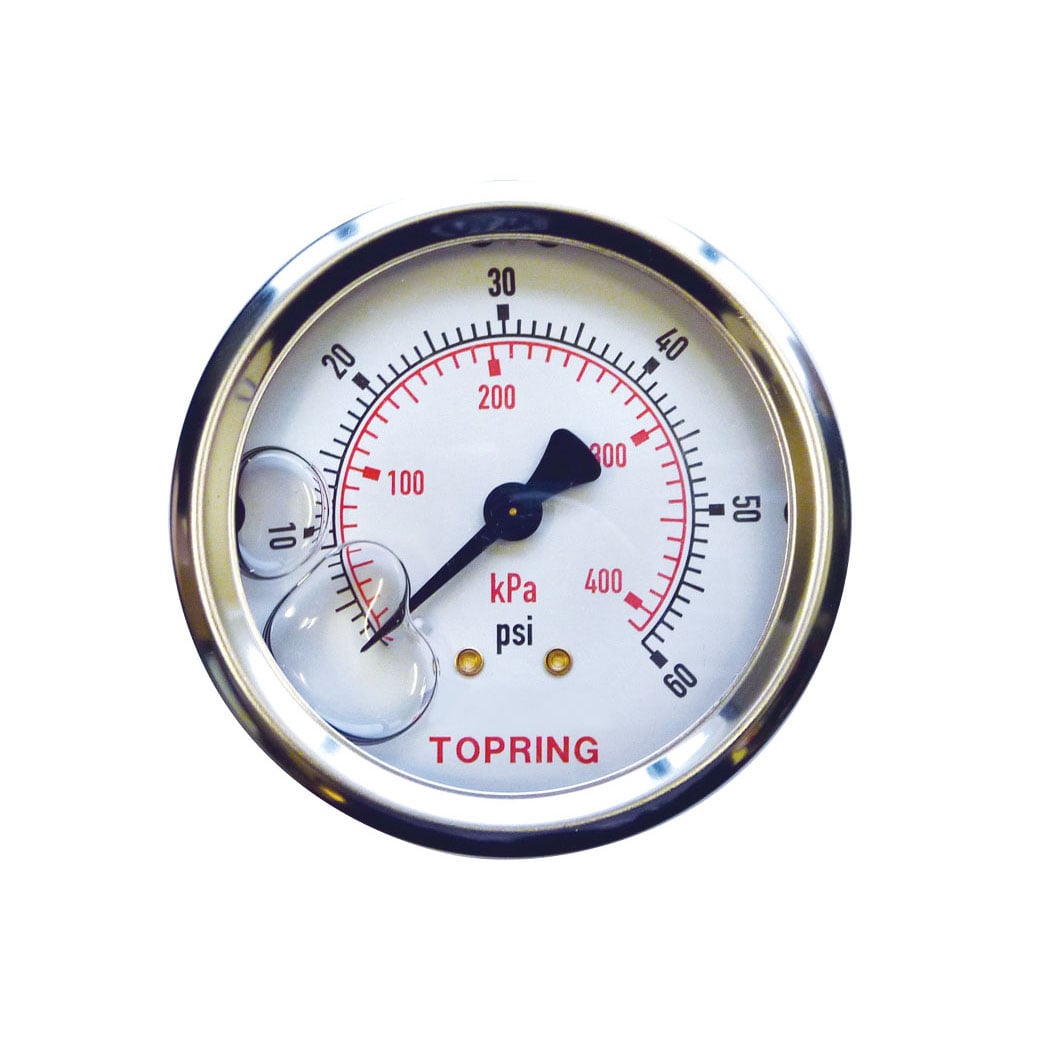 TOPRING 55.718 - 2-1/2 In. Stainless Steel Liquid Filled Pressure Gauge With Glycerin 0 to 60 PSI