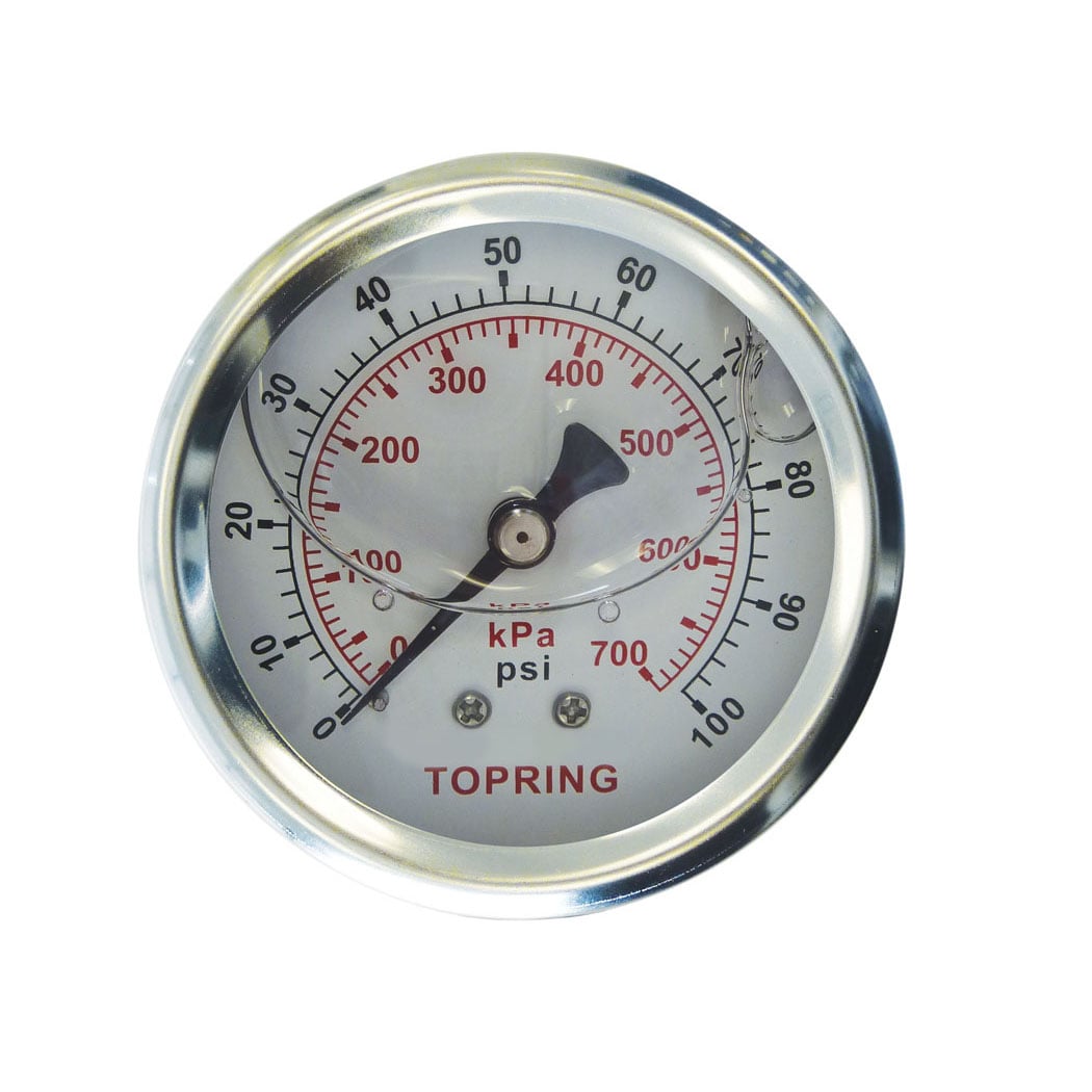 TOPRING 55.723 - 2-1/2 In. Stainless Steel Liquid Filled Pressure Gauge With Glycerin 0 to 100 PSI