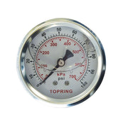 TOPRING 55.723 - 2-1/2 In. Stainless Steel Liquid Filled Pressure Gauge With Glycerin 0 to 100 PSI