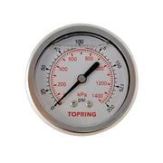 TOPRING 55.730 - 2-1/2 In. Stainless Steel Liquid Filled Pressure Gauge With Glycerin 0 to 200 PSI