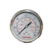 TOPRING 55.743 - 2-1/2 In. Stainless Steel Liquid Filled Pressure Gauge With Glycerin 0 to 600 PSI