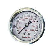 TOPRING 55.763 - 2-1/2 In. Stainless Steel Liquid Filled Pressure Gauge With Glycerin 0 to 3000 PSI