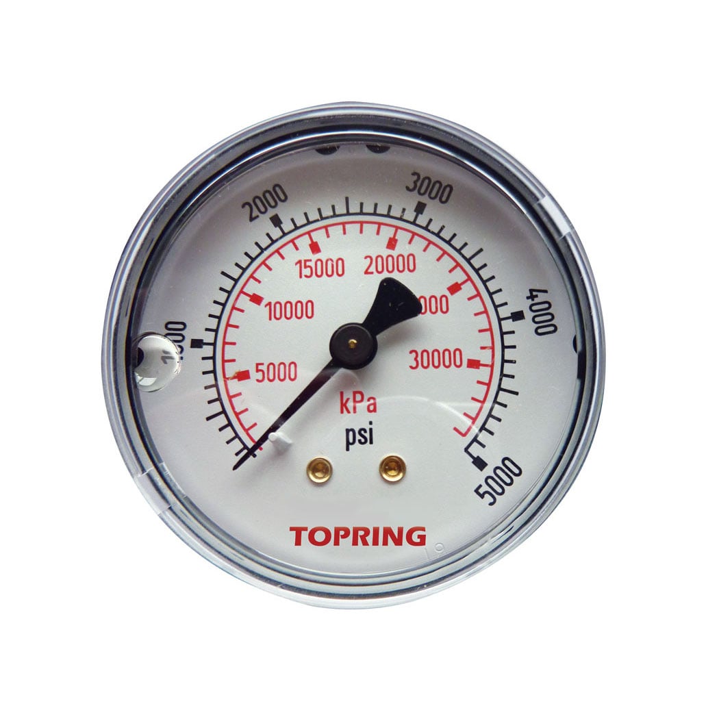 TOPRING 55.768 - 2-1/2 In. Stainless Steel Liquid Filled Pressure Gauge With Glycerin 0 to 5000 PSI