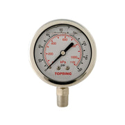 TOPRING 55.825 - 2-1/2 In. Stainless Steel Liquid Filled Pressure Gauge With Glycerin 0 to 160 PSI