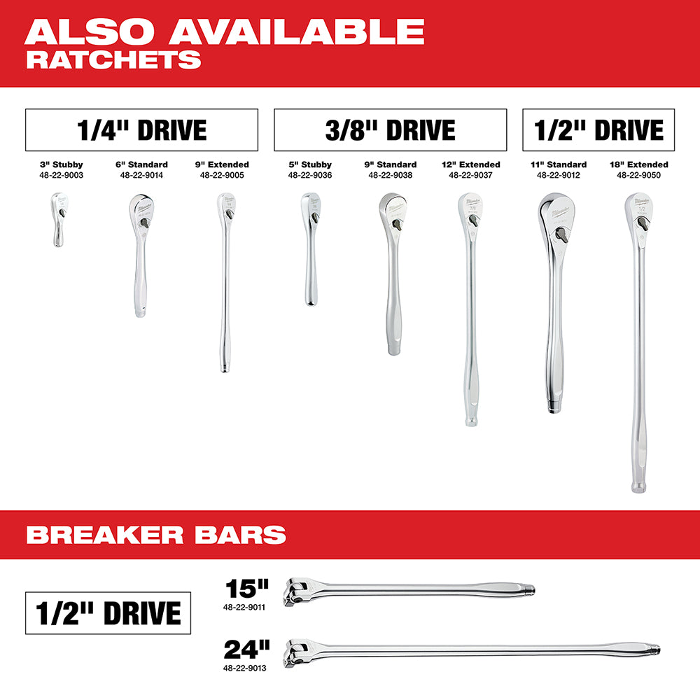 Milwaukee 48-22-9503 - 10pc 3/8 in. Metric Sockets with FOUR FLAT™ Sides