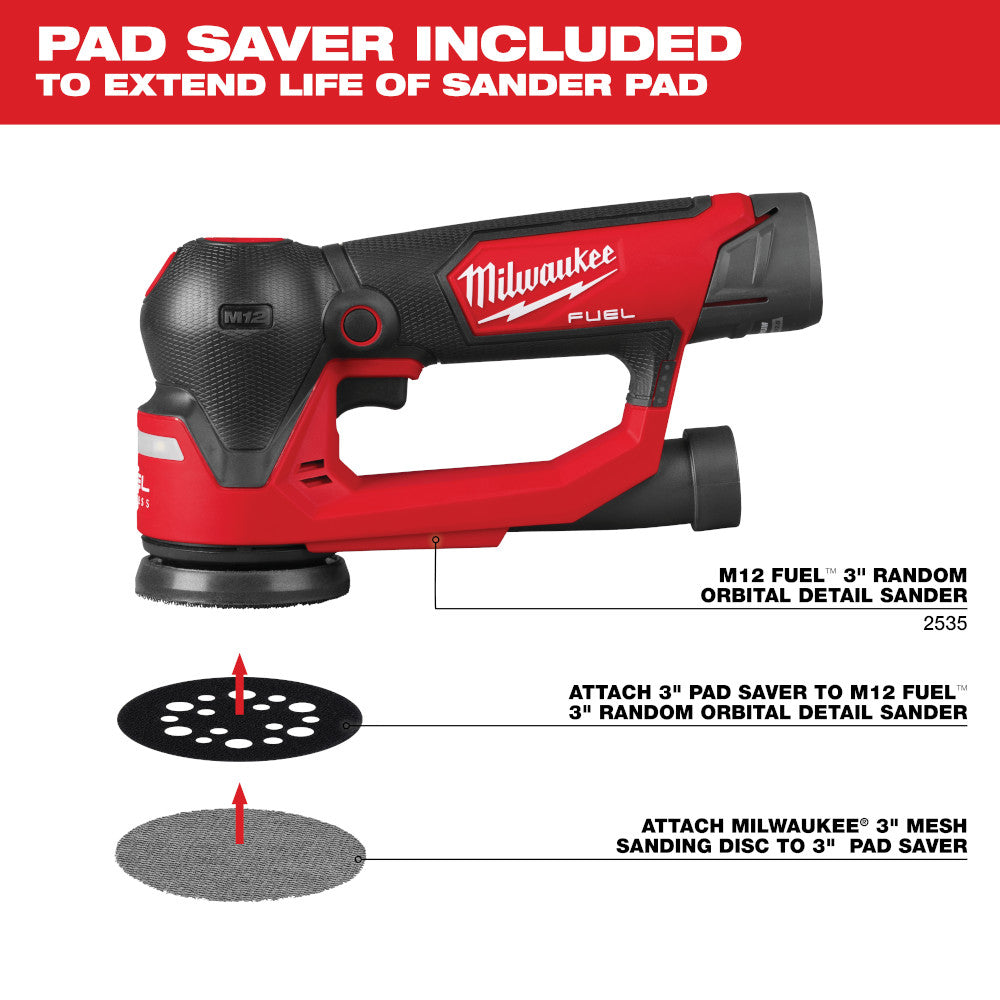 Milwaukee 48-80-6120 - 3" 120er-Netz-Schleifscheiben mit reißfestem POWERGRID™-Netz – 12er-Packung + Pad Saver