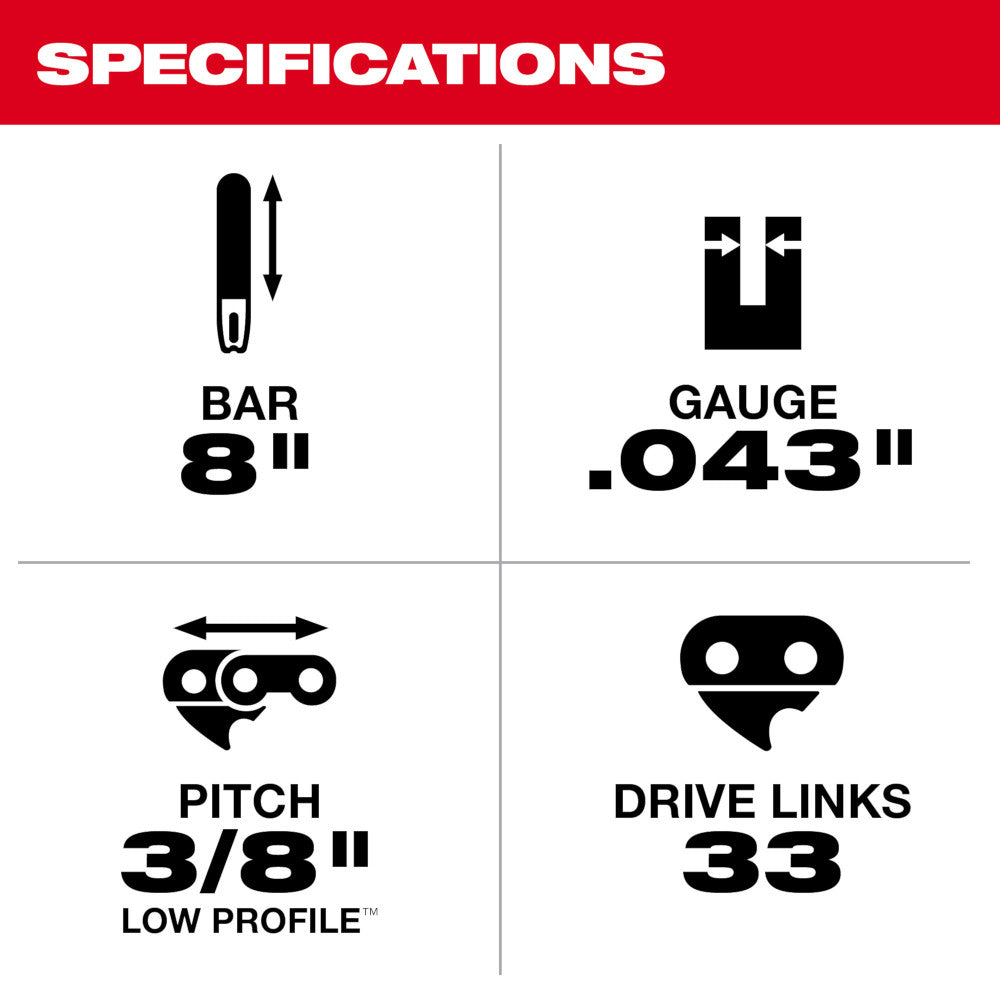 Milwaukee 49-16-2751 - 8" Pruning Saw Guide Bar