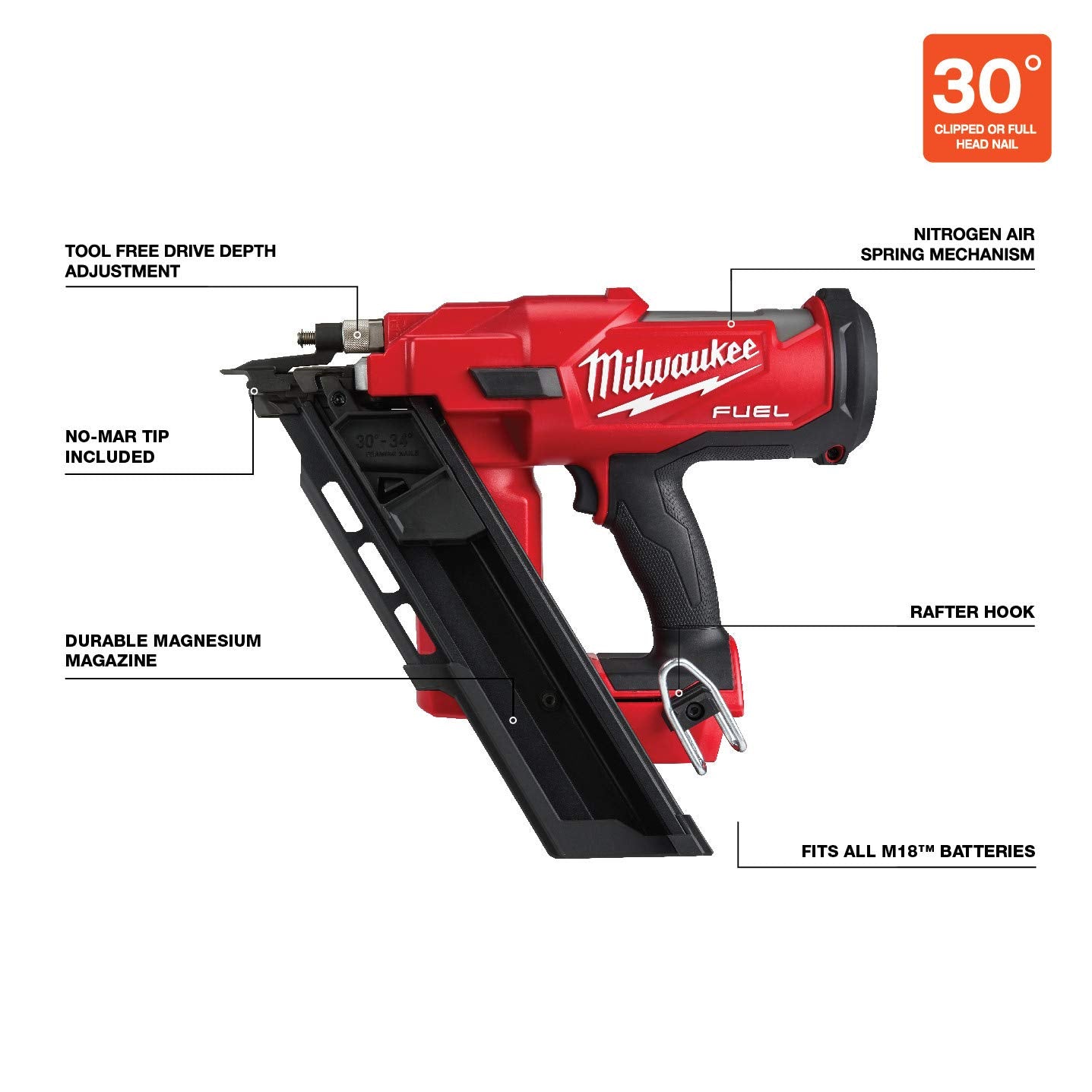 Milwaukee 2745-20 - M18 FUEL™ 30 Degree Framing Nailer