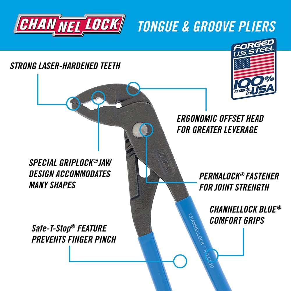 ChannelLock GL10 - Pince à rainure et languette GripLock 9,5"