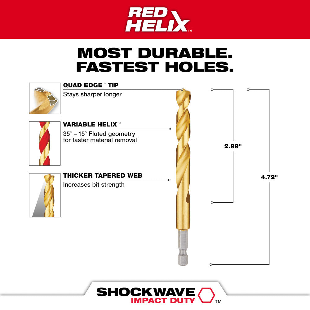 Milwaukee 48-89-4624 - 27/64 in. Titanium SHOCKWAVE™ Drill Bit