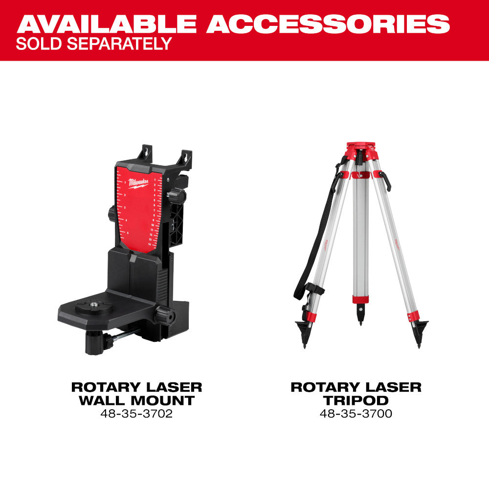 Milwaukee 3704-21 - M18™ Red Exterior Dual Slope Rotary Laser Level Kit w/ Receiver & Remote