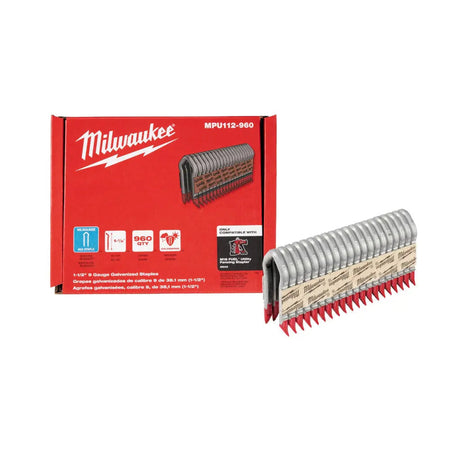 Milwaukee MPU112-960 - 1.5 Inch 9 Gauge Galvanized Staples - Wise Line Tools