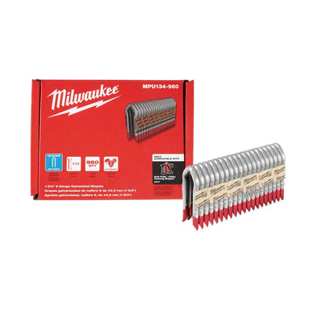 Milwaukee MPU134-960 - 1.75 Inch 9 Gauge Galvanized Staples - Wise Line Tools