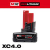 MILWAUKEE 48-11-2440 M12 REDLITHIUM XC 4.0 Extended Capacity Battery Pack