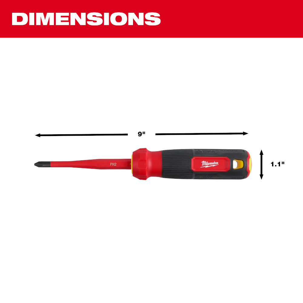 Milwaukee 48-22-2218 - 8-in-1 1000 V isolierter Multi-Bit-Schraubendreher mit schmaler Spitze