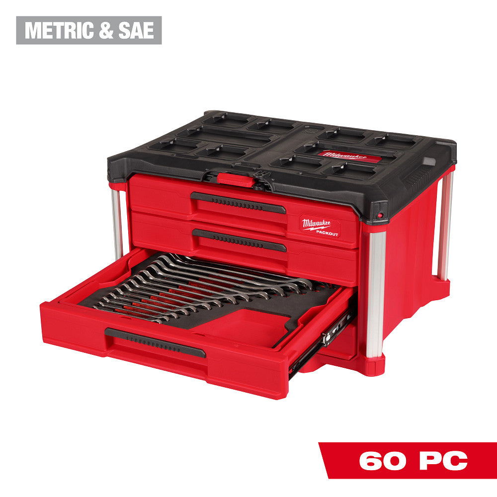 MILWAUKEE 48-22-9492 60pc MM & SAE Combo Wrench Set