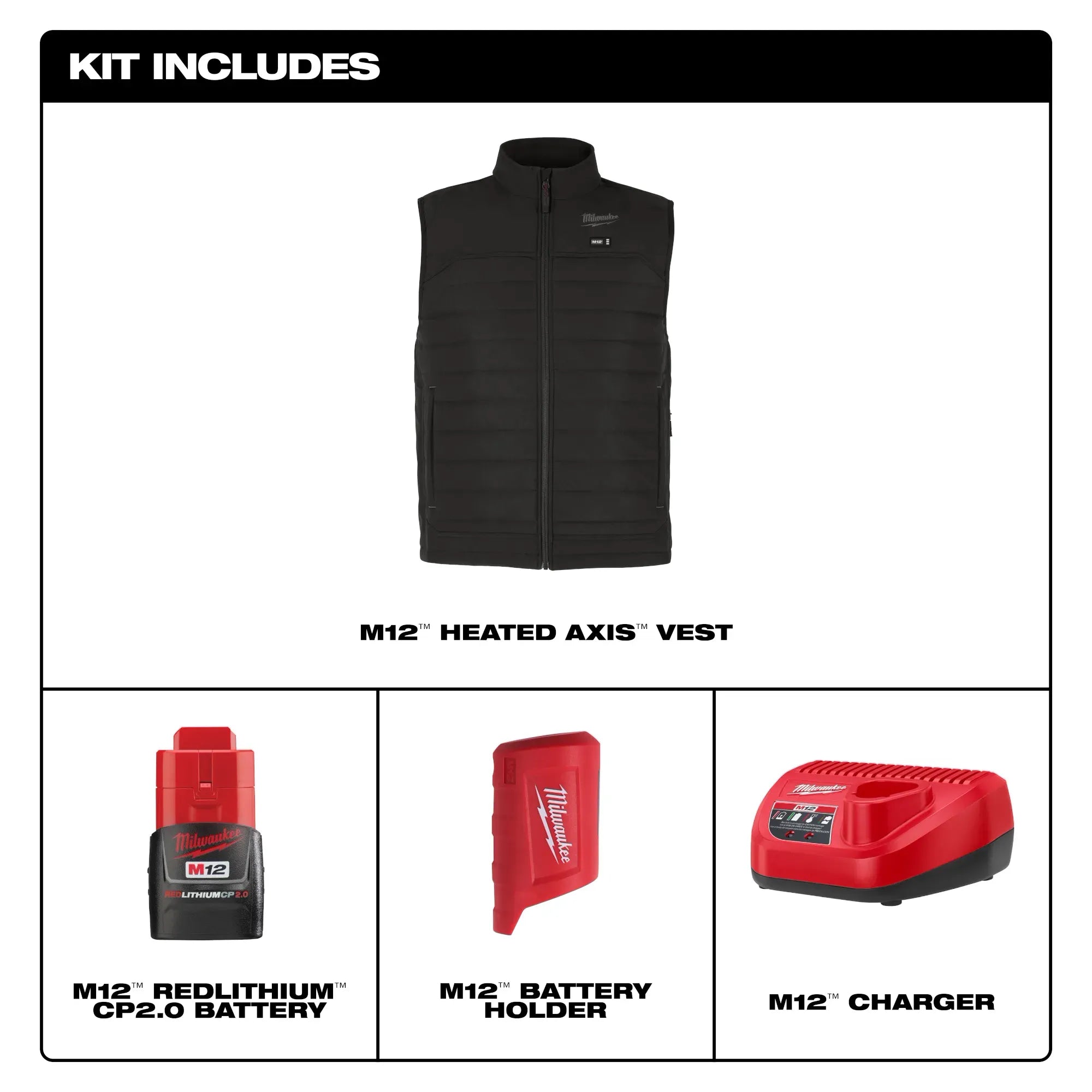 Milwaukee M12 AXIS Hexon Heated Vest Kit