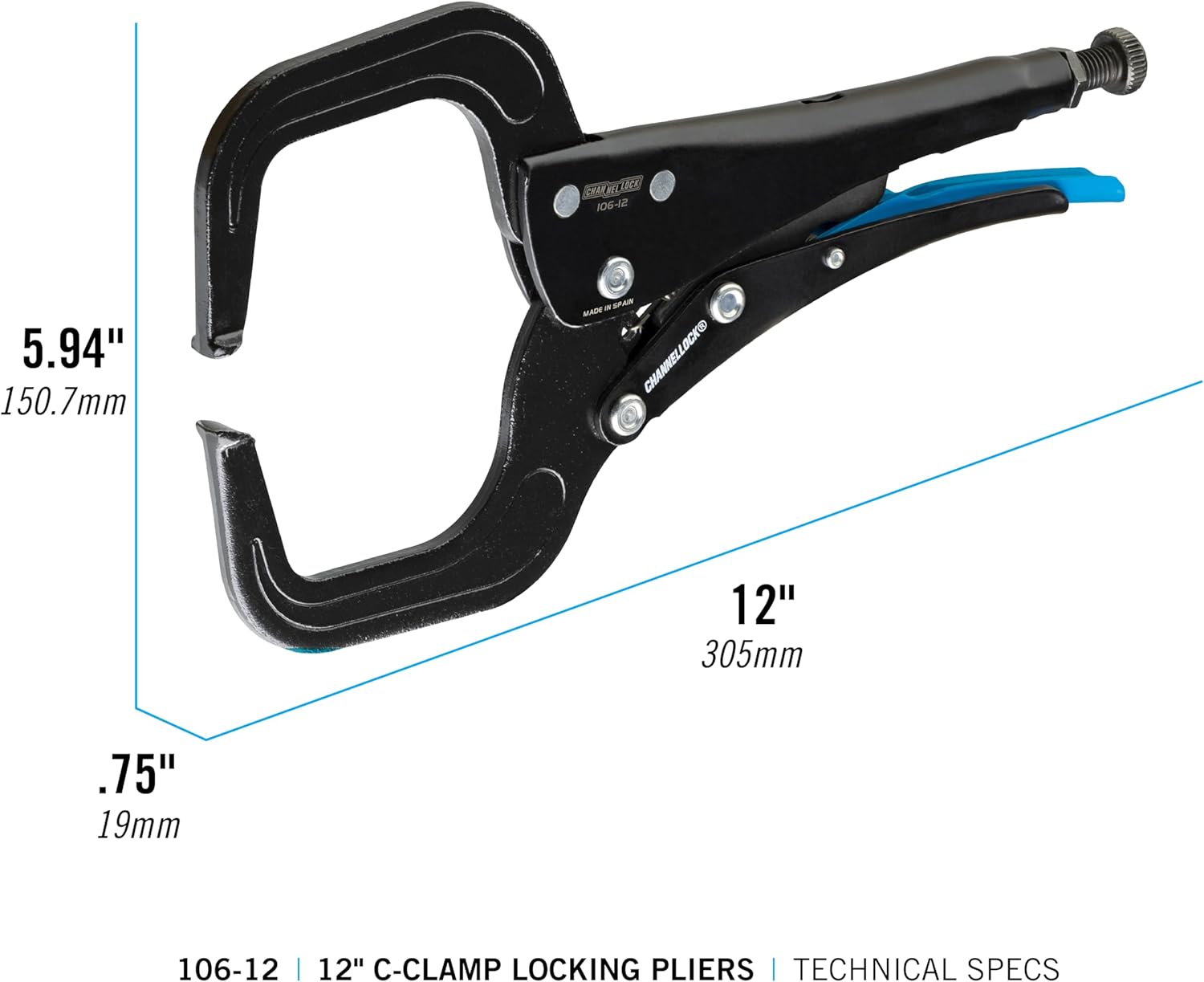 Channellock CHA-106-12 - Pince-étau à serrage en C de 12 po